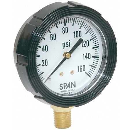 Pressure Gauge with Internal Seal, 0 to 160 psi, 2 1/2 in Dial, 1/4 in NPT, Bottom Location MPN:LFS-210-160-G-KEMX