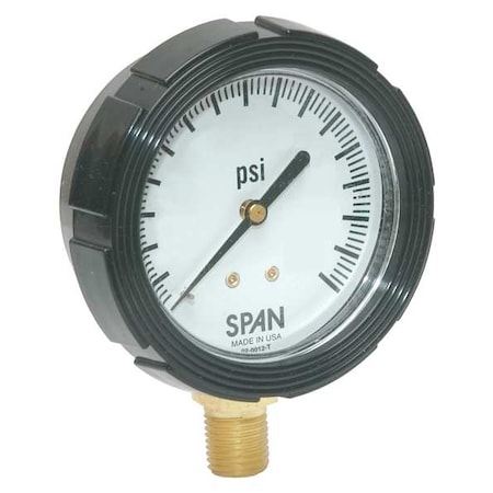 Industrial Pressure Gauge, 0 to 2, 000 psi, 2 1/2 in Dial, 1/4 in NPT, Bottom Location MPN:LFS-210-2000-G-CERT