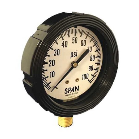 Industrial Pressure Gauge, 0 to 15 psi, 2 1/2 in Dial, 1/4 in NPT, Bottom Location MPN:LFS-220-15-G