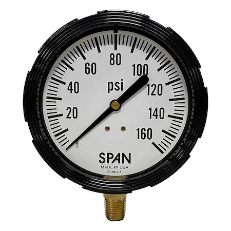 Industrial Pressure Gauge, 1/4 in NPT, Bottom Location MPN:LFS310-160-PSI-G-QC-CERT