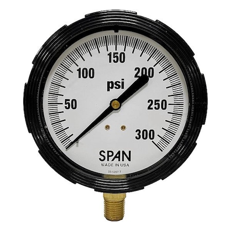 Industrial Pressure Gauge, 1/4 in NPT, Bottom Location MPN:LFS310-600-PSI-G-QC-CERT