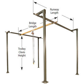 1/2 Ton Spanco Bridge Crane 8' Bridge Length 8' Runway Length 12' Ht 4 Col. No Header Req 100SCM 080812