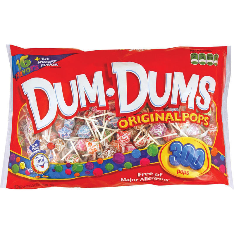 Dum-Dum-Pops, Assorted Flavors, Individually Wrapped, Pack Of 300 MPN:60