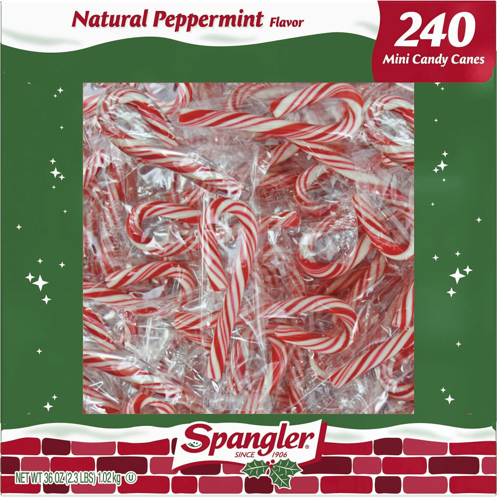 Spangler Peppermint Candy Canes - Peppermint - Individually Wrapped, Gluten-free - 240 /Box - 8 / Carton MPN:1120