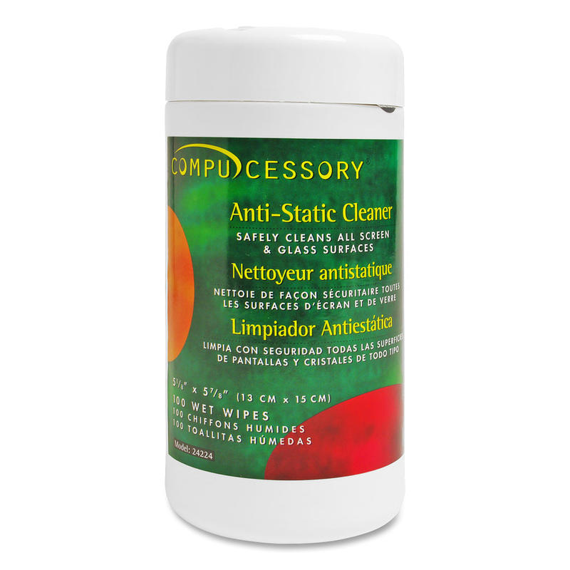 Compucessory Anti-Static Cleaning Wipes, Tub of 100 (Min Order Qty 10) MPN:24224