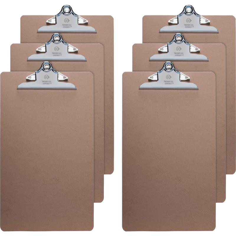 Business Source Hardboard Clipboard - 9in x 15 1/2in - Hardboard - Brown - 6 / Bundle (Min Order Qty 3) MPN:28554BD