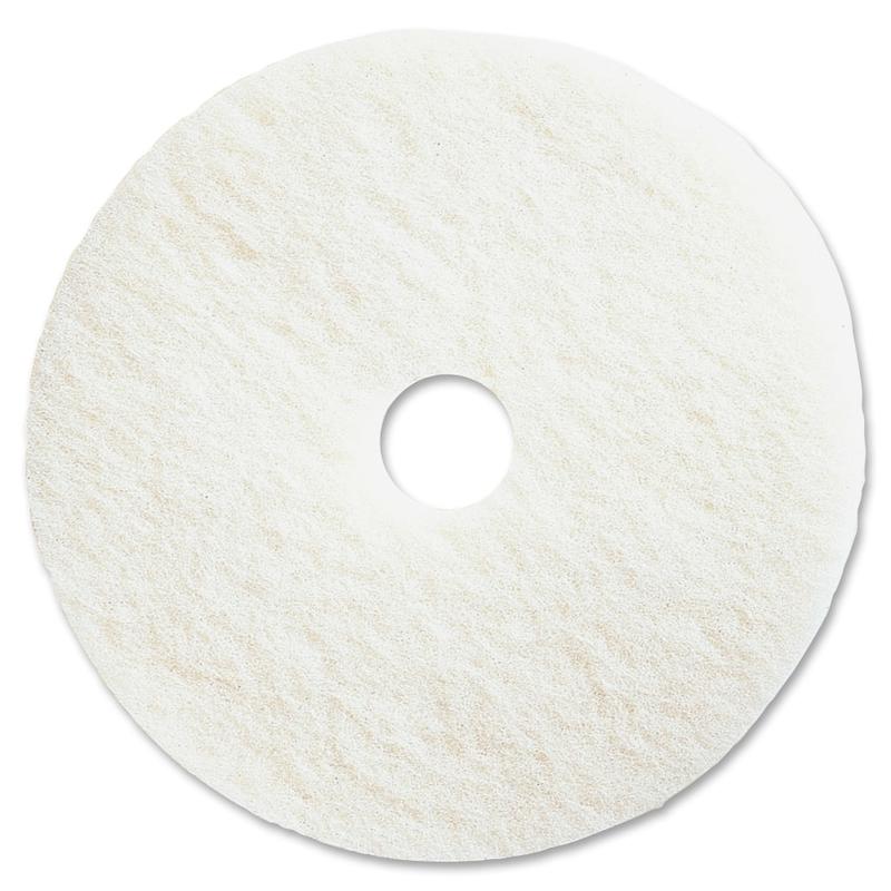 Genuine Joe Polishing Floor Pad - 18in Diameter - 5/Carton x 18in Diameter x 1in Thickness - Resin, Fiber - White MPN:90518