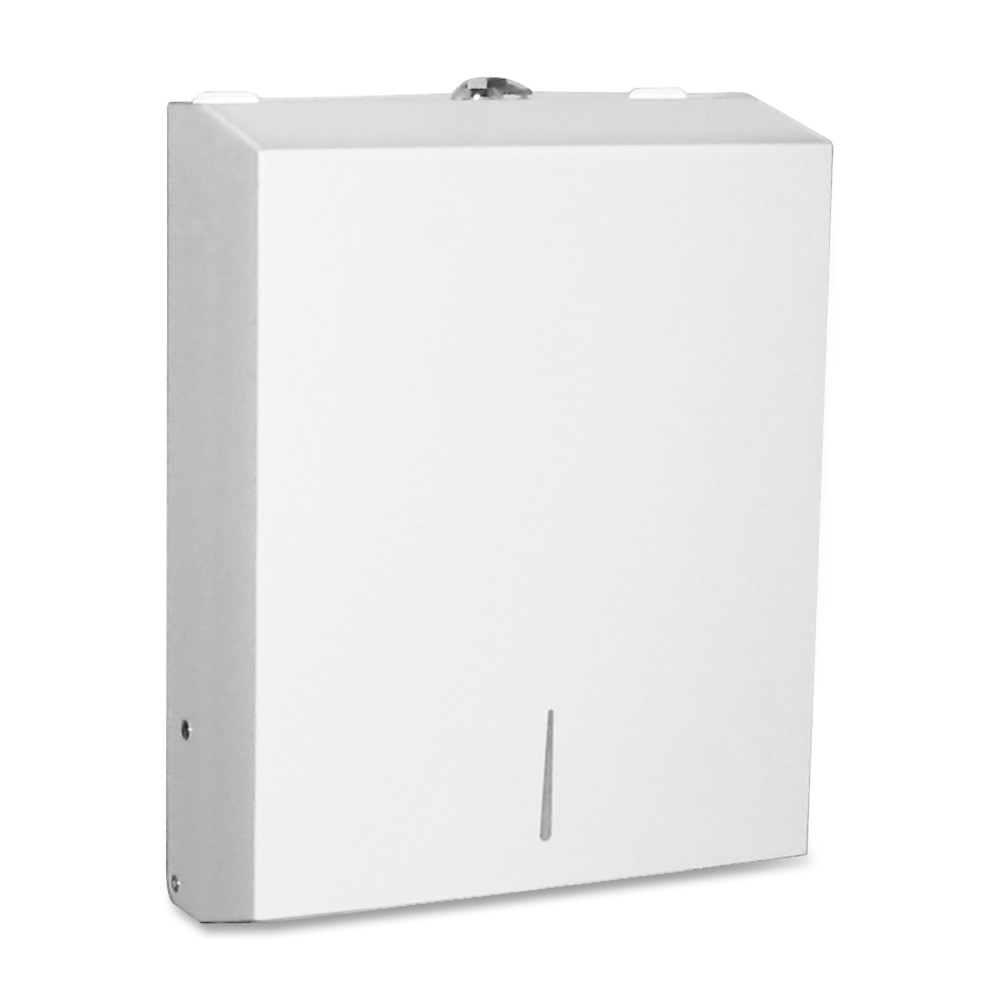 Genuine Joe C-Fold/Multi-fold Towel Dispenser Cabinet - C Fold, Multifold Dispenser - 13.5in Height x 11in Width x 4.3in Depth - Stainless Steel - White MPN:02197CT