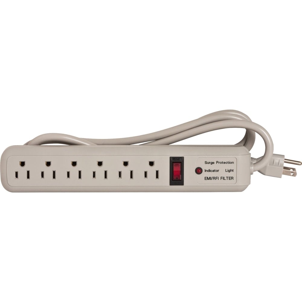 Compucessory 6-Outlet Strip Office Surge Protector - 6 x AC Power - 1080 J - 125 V AC Input - 125 V AC Output - 6 ft (Min Order Qty 4) MPN:25102