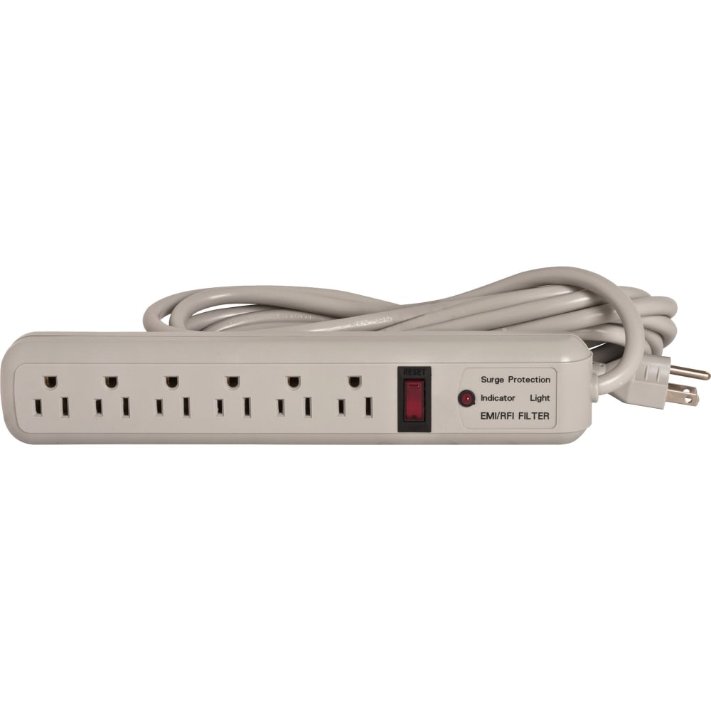 Compucessory 6-Outlet Office Surge Protectors - 6 x AC Power - 1080 J - 125 V AC Input - 125 V AC Output - 15 ft (Min Order Qty 3) MPN:25103