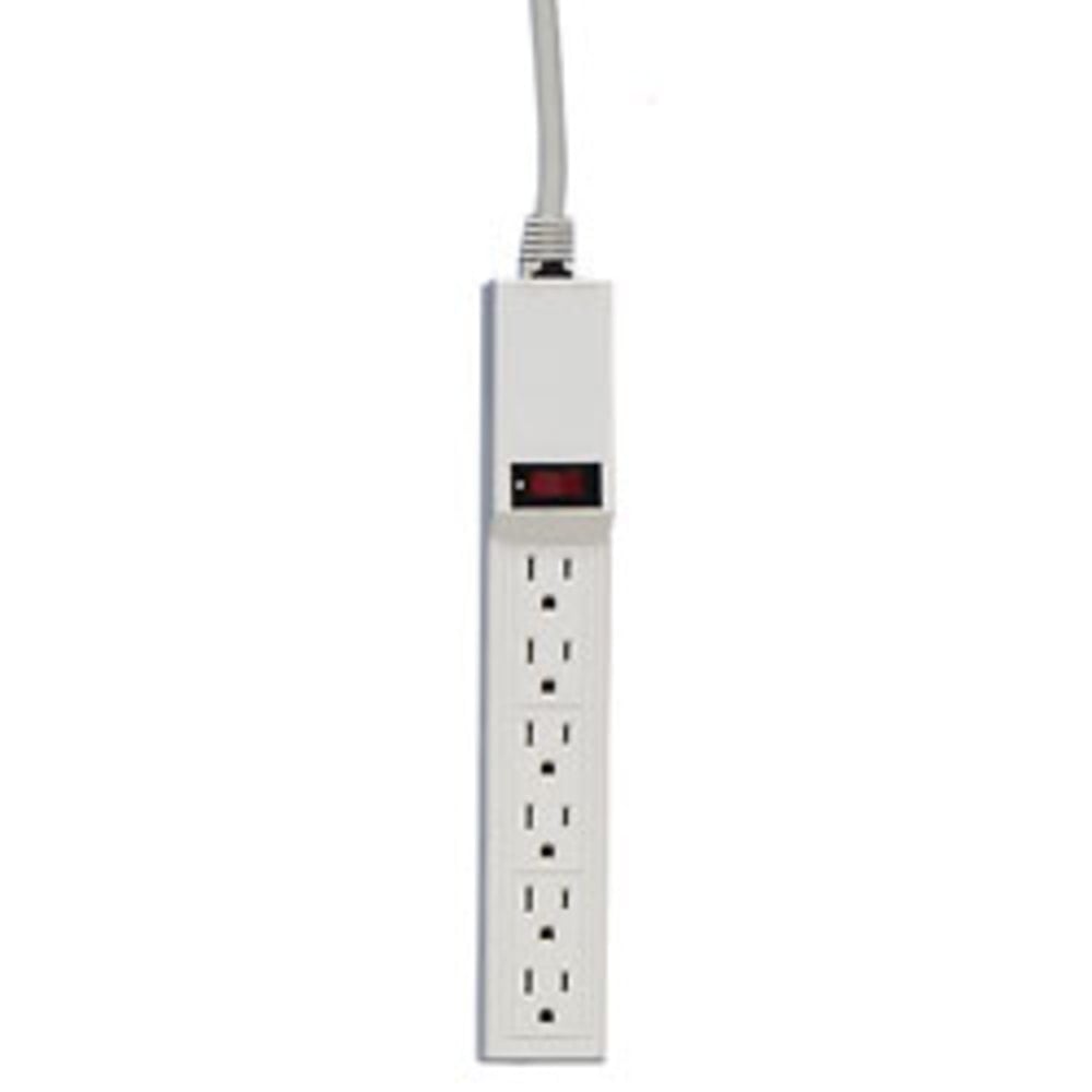 Compucessory 6-Outlet Power Strip, 6ft Cord, Gray (Min Order Qty 6) MPN:55155