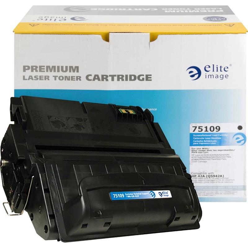 Elite Image Remanufactured Black Toner Cartridge Replacement For HP 42A, Q5942A, ELI75109 MPN:75109