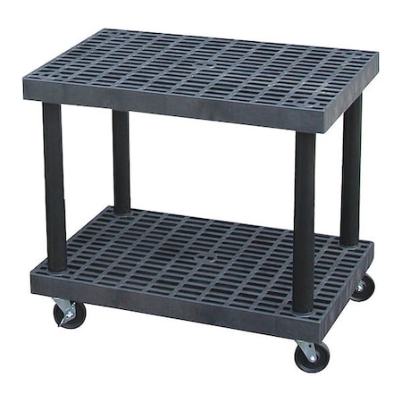 Modular-Kart, Recycled HDPE, 600 lb Load Capacity, 2 Shelves, 36 in L, 24 in W, 32 in H MPN:K3624B