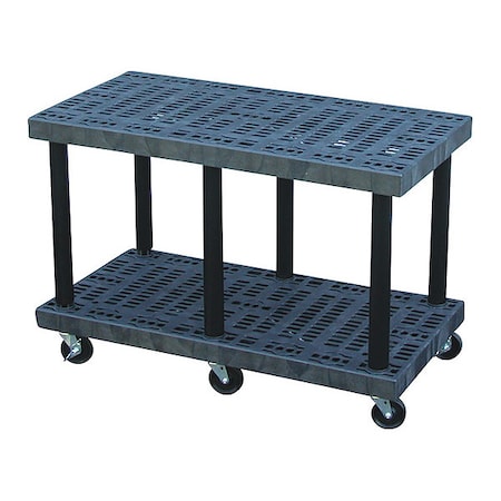 Modular-Kart, Recycled HDPE, 750 lb Load Capacity, 2 Shelves, 48 in L, 24 in W, 32 in H MPN:K4824B