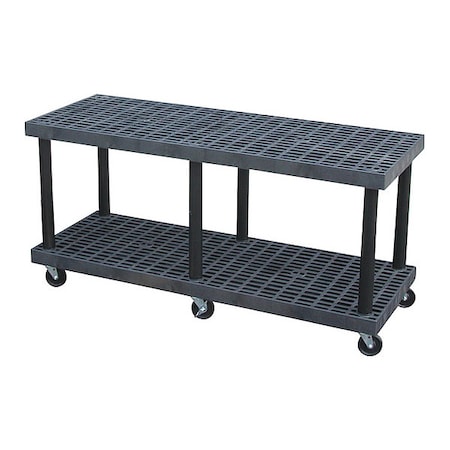 Modular-Kart, Recycled HDPE, 900 lb Load Capacity, 2 Shelves, 66 in L, 24 in W, 32 in H MPN:K6624B