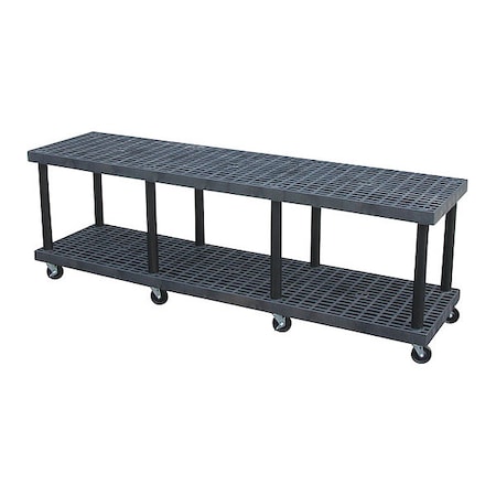 Modular-Kart, Recycled HDPE, 1200 lb Load Capacity, 2 Shelves, 96 in L, 24 in W, 32 in H MPN:K9624B