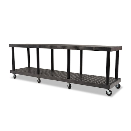 Modular-Kart, Recycled HDPE, 1300 lb Load Capacity, 2 Shelves, 96 in L, 36 in W, 32 in H MPN:K9636B