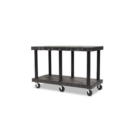 Modular-Kart, Recycled HDPE, 750 lb Load Capacity, 2 Shelves, 48 in L, 24 in W, 32 in H MPN:KT4824B