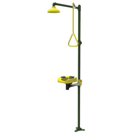 Emergency Shower Combination, Floor Mount, Galvanized Steel Pipe, 91.75 H, Stainless Steel Bowl MPN:SE-1250