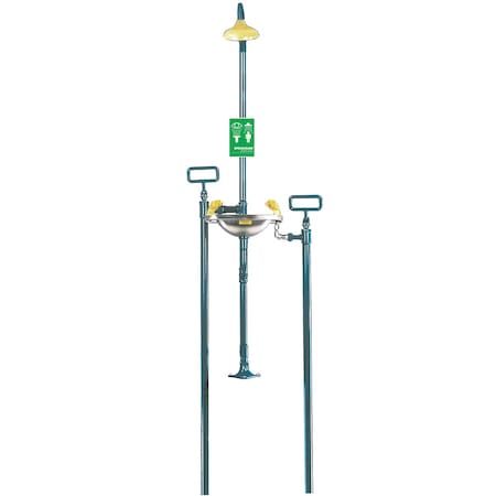 Emergency Shower Combination, 93.75 H, Stainless Steel Bowl, Green MPN:SE-609