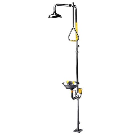 Emergency Shower Combination, Floor Mount, Stainless Steel Pipe, 93.75 H, Stainless Steel Bowl MPN:SE-625