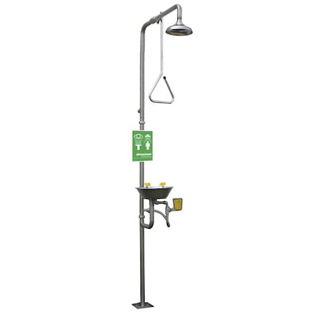 Emergency Shower Combination, 93.75 H, Stainless Steel Bowl, Chrome MPN:SE-625-SS