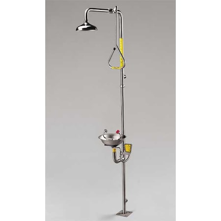 Emergency Shower Combination, Floor Mount, Stainless Steel Pipe, 93.75 H, Stainless Steel Bowl MPN:SE-626
