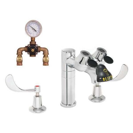 Eyewash/Faucet Combination, Counter Mounted, 8.0 H., 16.0 W MPN:SEF-1801-TW