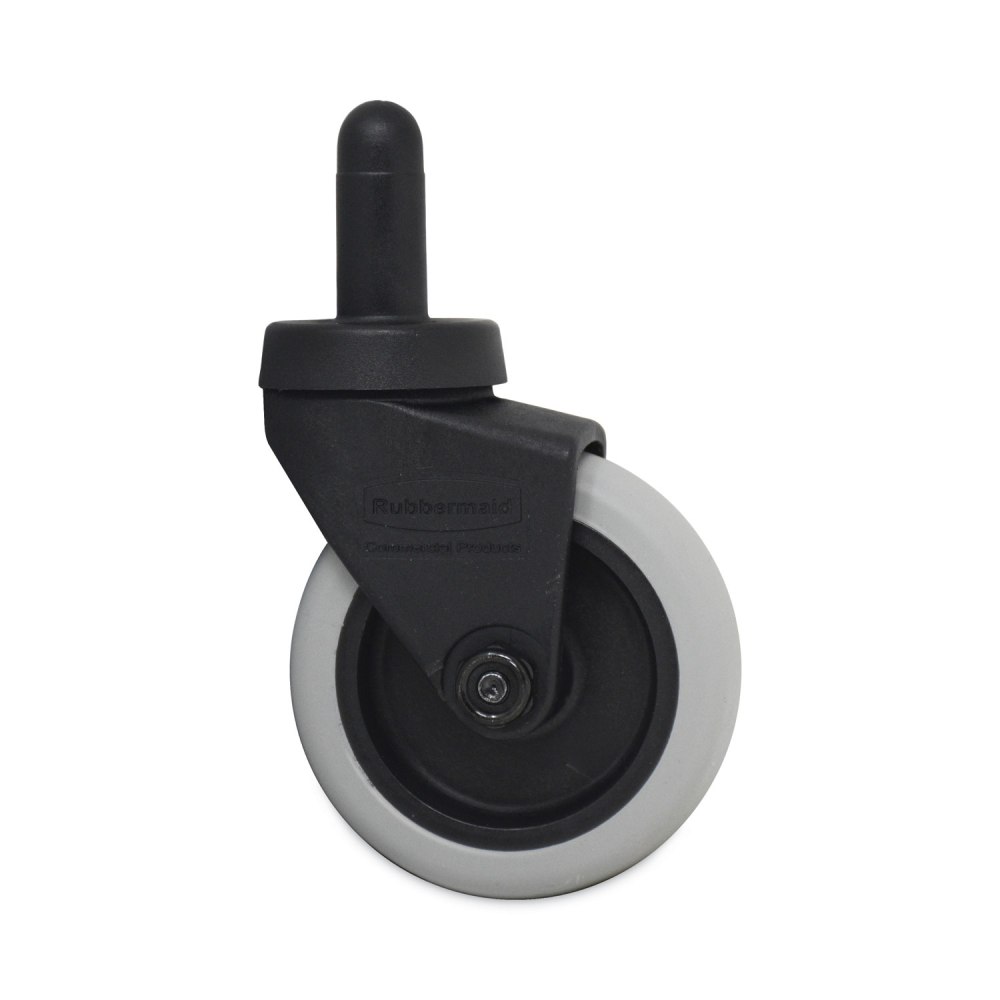 Rubbermaid Commercial Replacement Bayonet-Stem Swivel Casters, Grip Ring Stem, 3in Soft Rubber Wheel, Black MPN:FG7570L20000