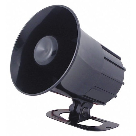 PA Speaker, Siren, Pulse, 6 to 12V DC, 120 dB, ABS Plastic, Black, Pivot/Swivel Mount MPN:SA4P