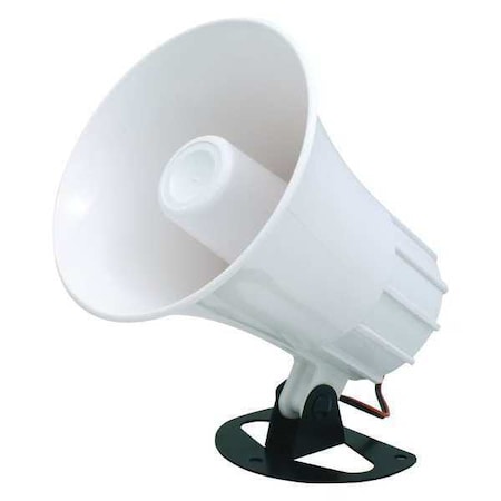 PA Speaker, Siren, Pulse, 6 to 12V DC, 115 dB, ABS Plastic, White, Pivot/Swivel Mount MPN:SA5P