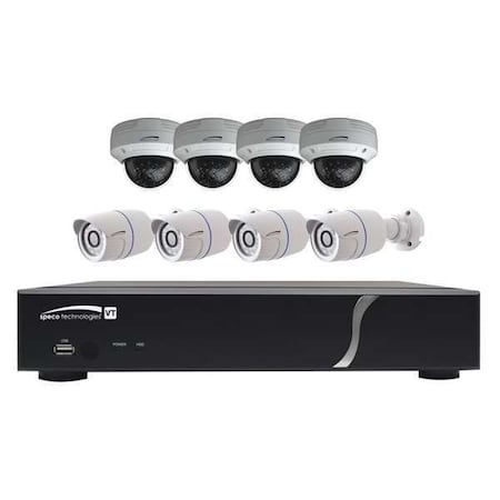 CCTV Kit, 8 Channels, 2 TB, 1080 x 720 MPN:ZIPT8BD2