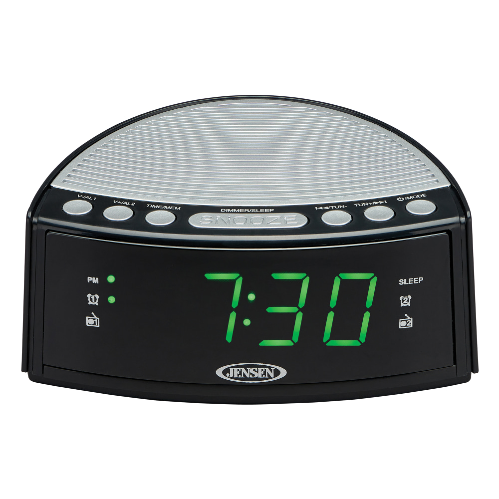 Jensen JCR-160 AM/FM Digital Dual-Alarm Clock Radio, 2.2inH x 5.5in x 4in, Black MPN:JCR-160