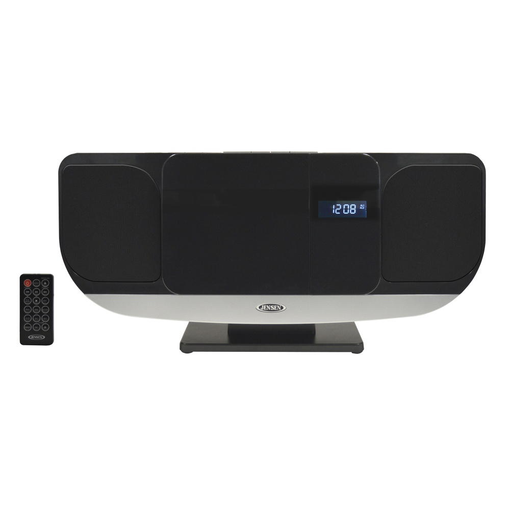 JENSEN Bluetooth JBS-215 Wall-Mountable Music System With CD Player And FM Radio, 9.1inH x 19.6inW x 4.9inD, Black MPN:JBS-215