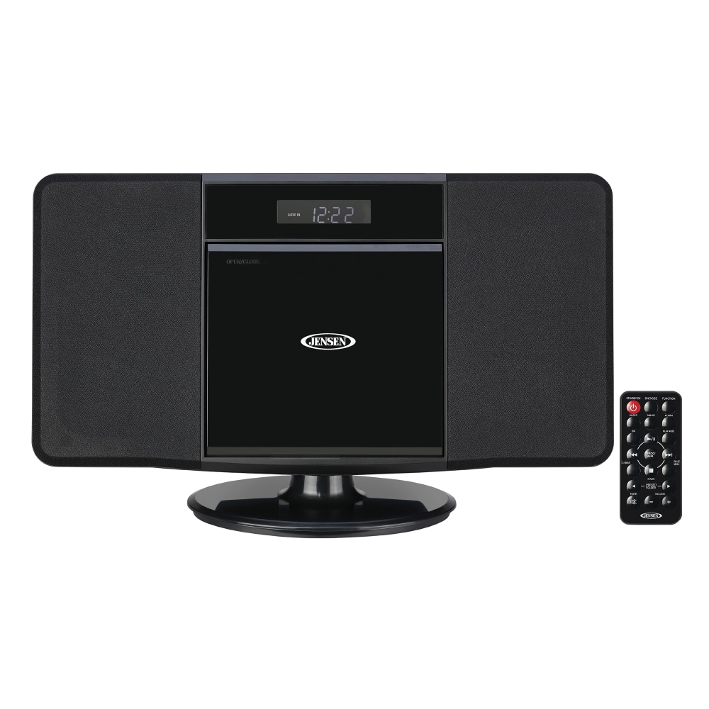 JENSEN Bluetooth JBS-300 Wall-Mountable Music System With CD Player And AM/FM Radio, 9.33inH x 14.84inW x 3.54inD, Black MPN:JBS-300