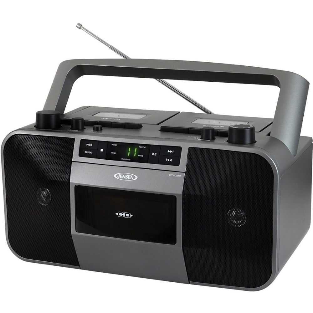JENSEN Portable Stereo CD Player Dual Cassette Deck Recorder with AM/FM Radio - 1x Disc Integrated Stereo Speaker - MCR1500 MPN:MCR-1500