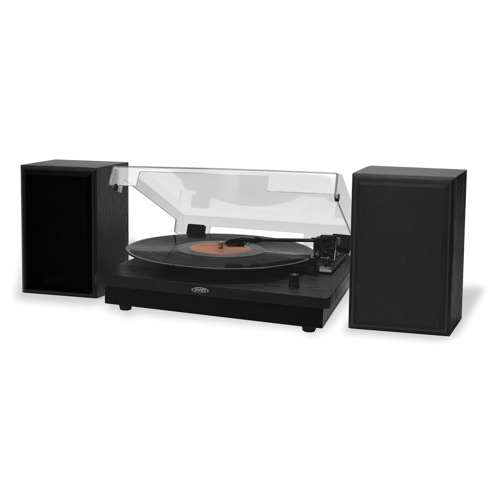 JENSEN Dual-Direction JTA-315 Bluetooth Belt-Drive Turntable With Speakers, Medium, Black MPN:JTA-315