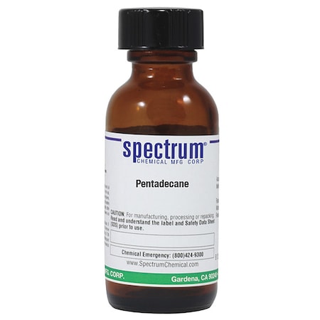 Pentadecane, 25mL, CAS 629-62-9, Amber Glss MPN:P2203-25ML