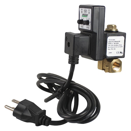 Valve, Timed Electric Auto Drain, 1/4 in Drain Size, 2.55 gpm Drain Rate, 0.5 sec to 45 min MPN:13X524