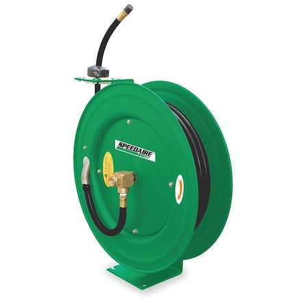 Spring Return Hose Reel, 1/2 in Hose Diameter, 50 ft Length, 300 psi Max. Pressure, Brass, Green MPN:2CUA9