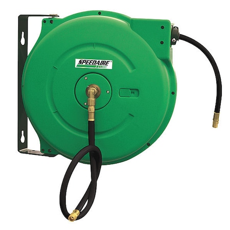 Spring Return Hose Reel, 3/8 in Hose Diameter, 50 ft Length, 300 psi Max. Pressure, Aluminum, Green MPN:2CUC7