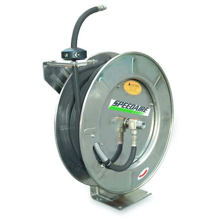 Spring Return Hose Reel, 1/2 in Hose Diameter, 50 ft Length, 300 psi Max. Pressure, Stainless Steel MPN:2CUD4