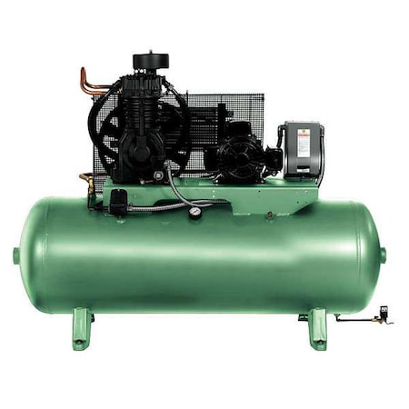 Elec. Air Compressor, 2 Stage, 5HP, 16.6CFM, Overall Length: 63 in MPN:35WC46