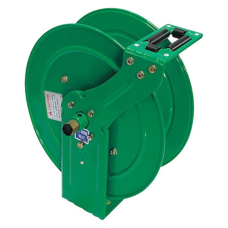 Spring Return Hose Reel, 300 psi Max. Pressure, Brass, Green MPN:437J23