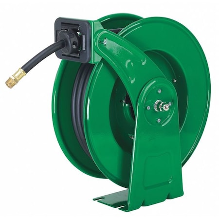 Spring Return Hose Reel, 1/2 in Hose Diameter, 50 ft Length, 300 psi Max. Pressure, Brass, Green MPN:440G24