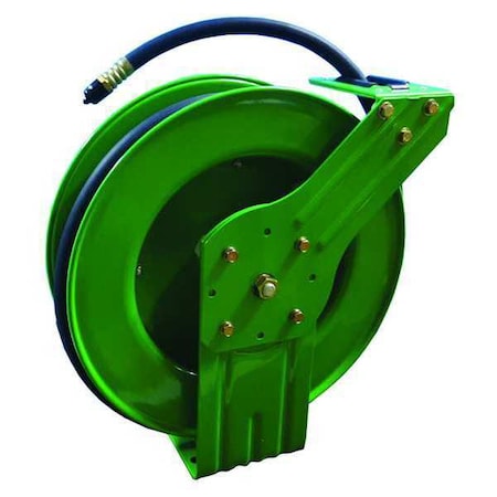 Spring Return Hose Reel, 3/4 in Hose Diameter, 25 ft Length, 250 psi Max. Pressure, Brass, Green MPN:45UZ40