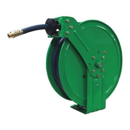 Spring Return Hose Reel, 1/2 in Hose Diameter, 50 ft Length, 300 psi Max. Pressure, Brass, Green MPN:49AE06