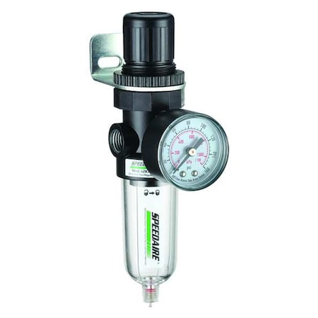 Filter Regulator, 1/4 in NPT, 14 cfm, 5 micron, 5 psi to 125 psi, 150 psi Max Op Pressure MPN:4ZK76