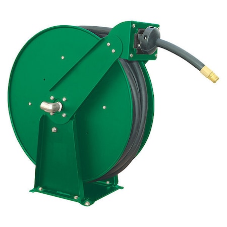 Spring Return Hose Reel, 1/2 in Hose Diameter, 100 ft Length, 300 psi Max. Pressure, Brass, Green MPN:6WA74