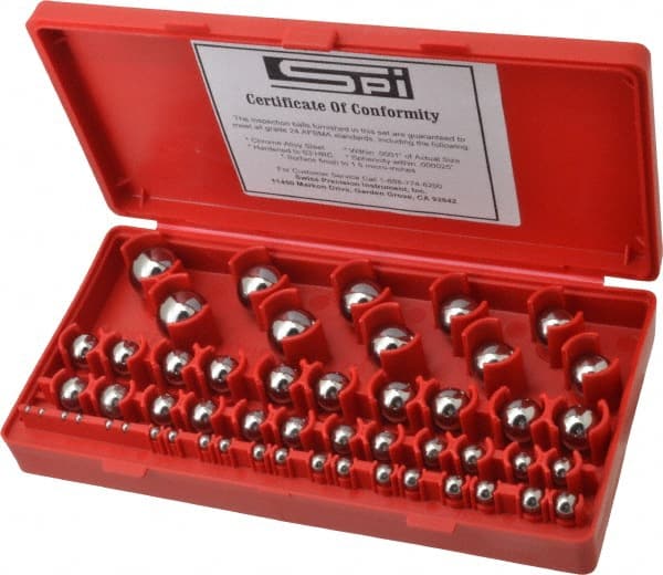 1/8 to 1 Inch Diameter, Chrome Steel, Gage Ball Set MPN:10-193-1